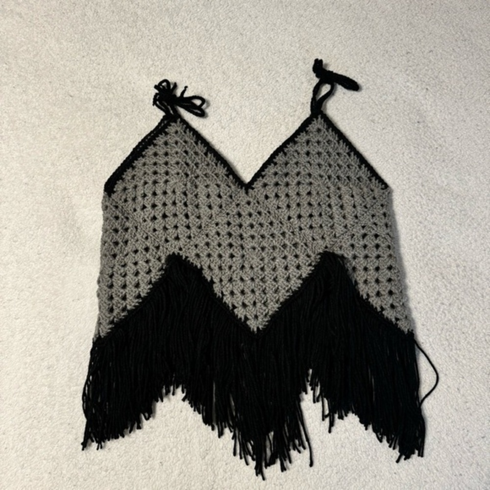 Hand Crocheted Frayed Crop Top